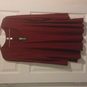 Women's Round Neck Shirt, Long Sleeve, Burgundy